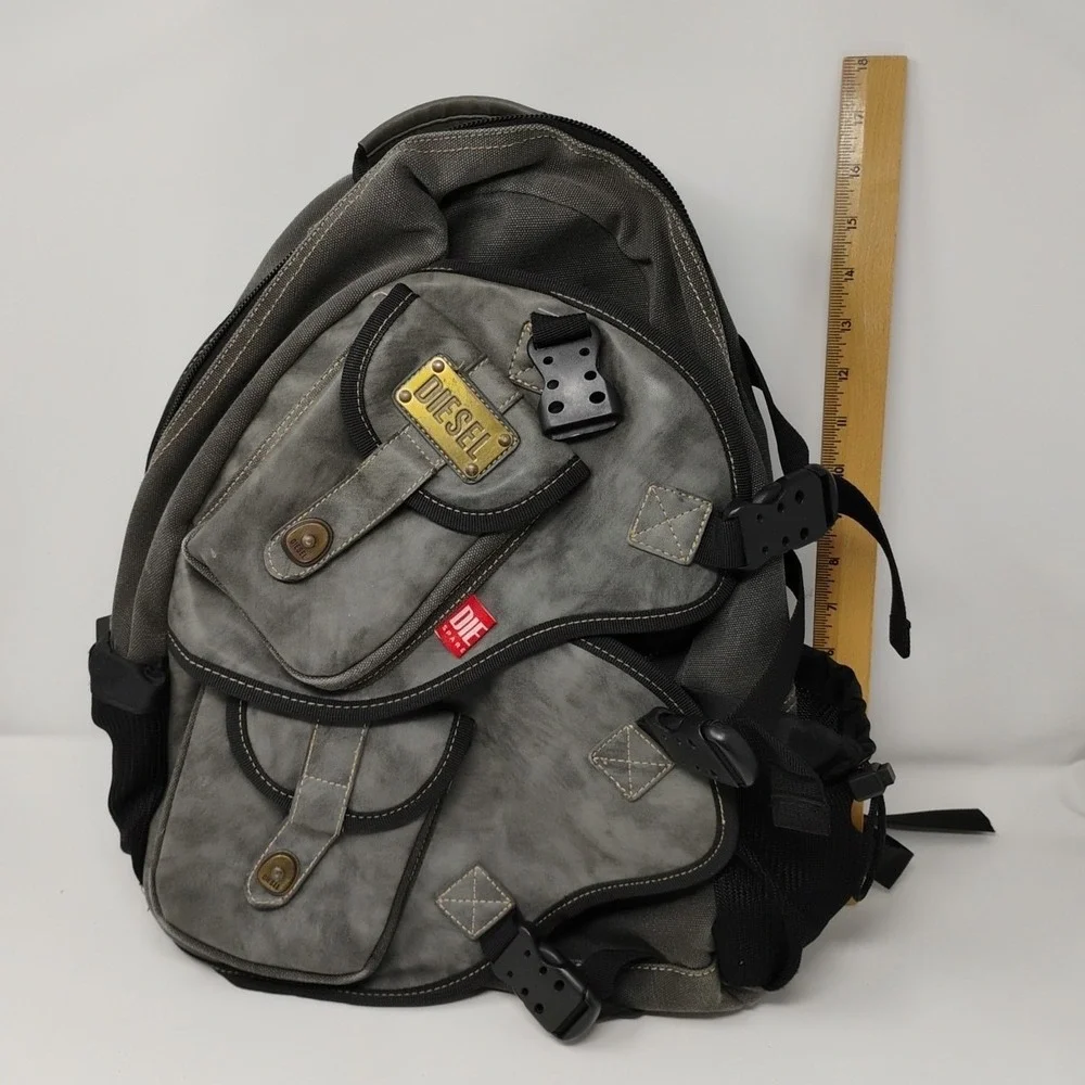 Diesel Backpack Bag Spare Parts Streetwear Techwear Gray Black Multipocket Strap